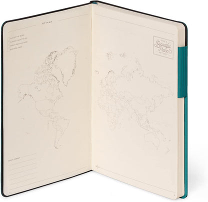 Legami - Checked Notebook, Medium, 192 Pages, Soft PU Cover, FSC® Certified Paper, Ivory 90 g/m², Monthly Planner, Bookmark, 13 x 21 cm