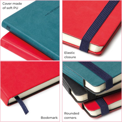 Legami - Checked Notebook, Medium, 192 Pages, Soft PU Cover, FSC® Certified Paper, Ivory 90 g/m², Monthly Planner, Bookmark, 13 x 21 cm