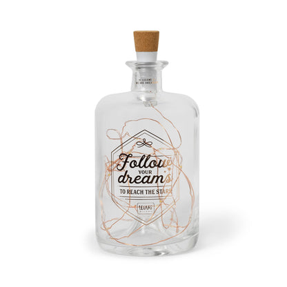 Legami - Glass Bottle with Led Lights Wire, Jar of Stars, 9x20 cm, Charging with USB Cable, 20 LEDs, Warm White Light, Copper Wire, Indoor Only
