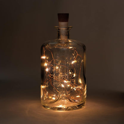 Legami - Glass Bottle with Led Lights Wire, Jar of Stars, 9x20 cm, Charging with USB Cable, 20 LEDs, Warm White Light, Copper Wire, Indoor Only