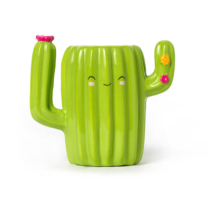 Legami Desk Friends Ceramic Pen Holder, 12.5 x 7.5 cm, Cactus Theme, for Desk, Hand Painted