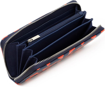 LEGAMI Women's, Wallet, 20x10 cm, Heart Theme, with 3 Compartments, 12 Card, 2 Larger Banknotes Pockets and a Zip Coin Purse