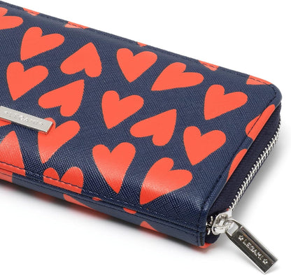 LEGAMI Women's, Wallet, 20x10 cm, Heart Theme, with 3 Compartments, 12 Card, 2 Larger Banknotes Pockets and a Zip Coin Purse