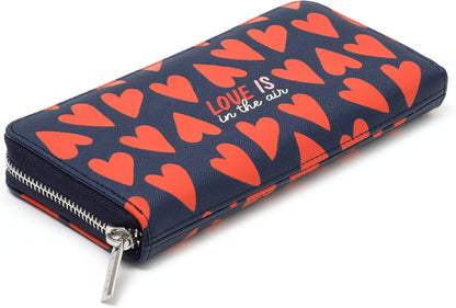 LEGAMI Women's, Wallet, 20x10 cm, Heart Theme, with 3 Compartments, 12 Card, 2 Larger Banknotes Pockets and a Zip Coin Purse