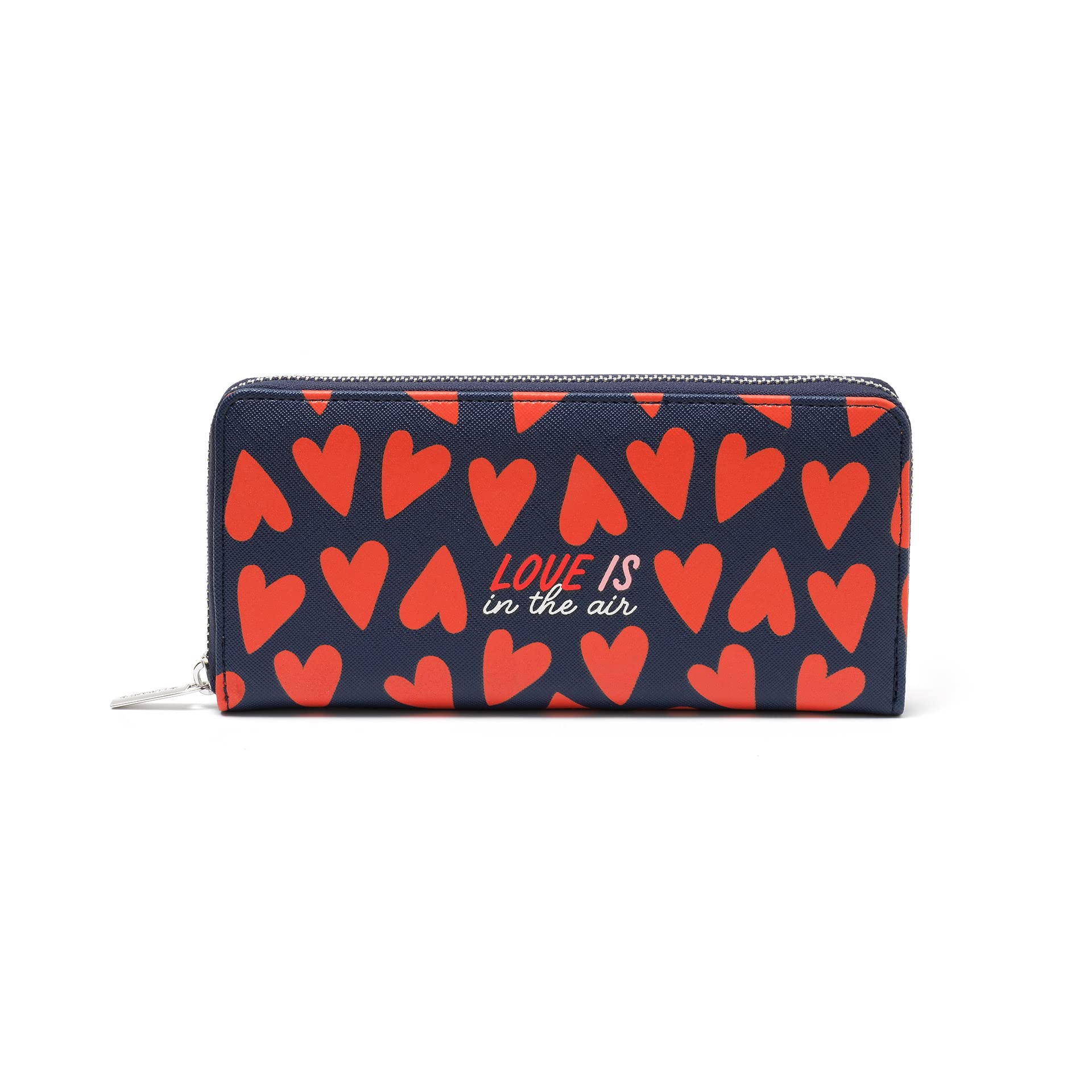 LEGAMI Women's, Wallet, 20x10 cm, Heart Theme, with 3 Compartments, 12 Card, 2 Larger Banknotes Pockets and a Zip Coin Purse