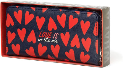 LEGAMI Women's, Wallet, 20x10 cm, Heart Theme, with 3 Compartments, 12 Card, 2 Larger Banknotes Pockets and a Zip Coin Purse