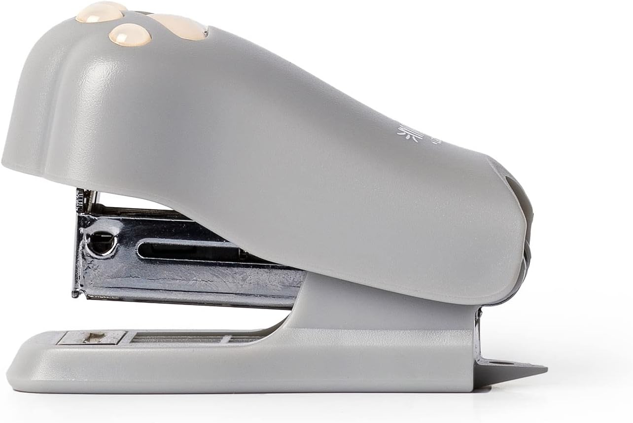 Legami - Meow Mini Stapler, 3.2 x 4.5 cm, Plastic, Kitty Theme, Embedded Staple Remover on The Back, 1000 Metal Staples Included