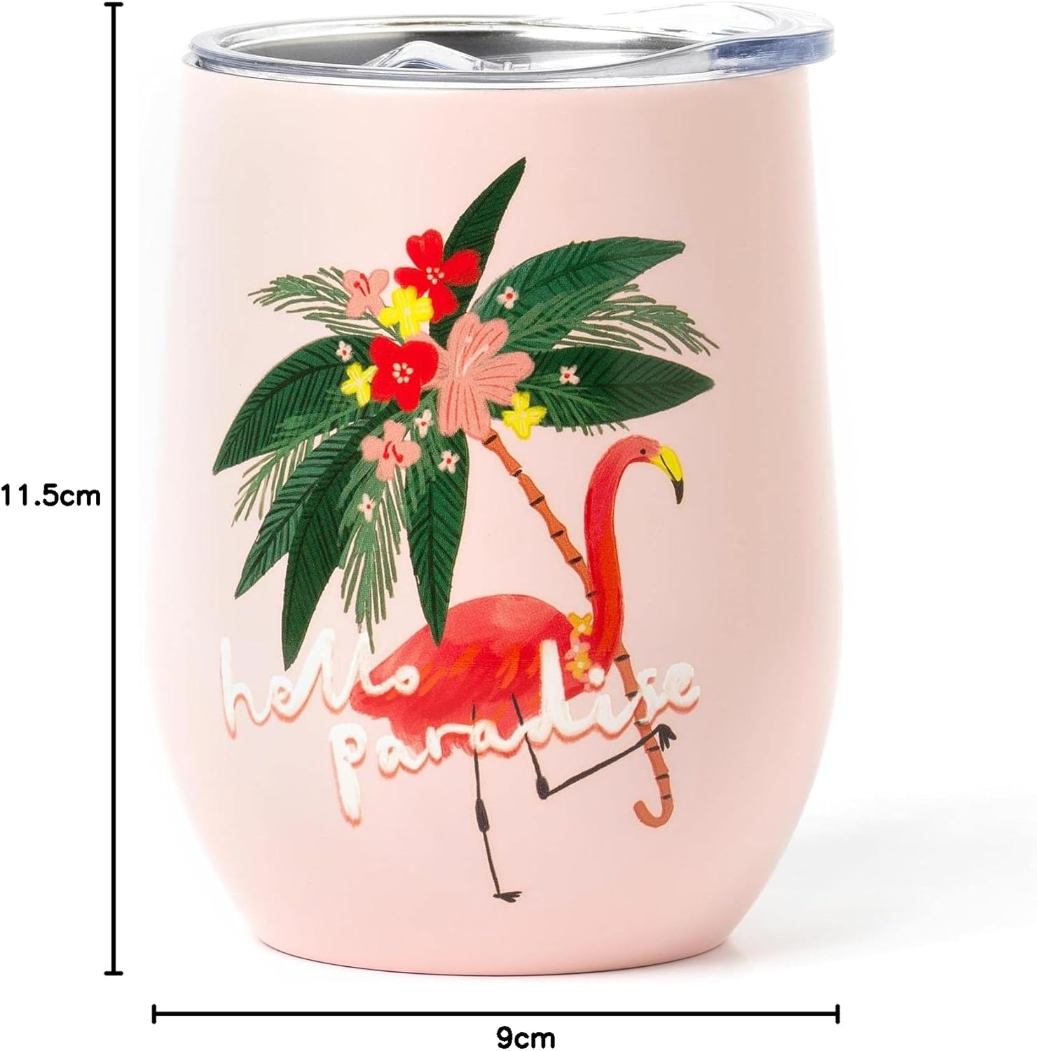 Legami - Thermal Glass 325 Ml, Hot&Cold, Ø 9 cm, Double Layer Stainless Steel and Plastic, Flamingo Theme, Reusable, Airtight Cap with Straw Hole, Lightweight, Resistant
