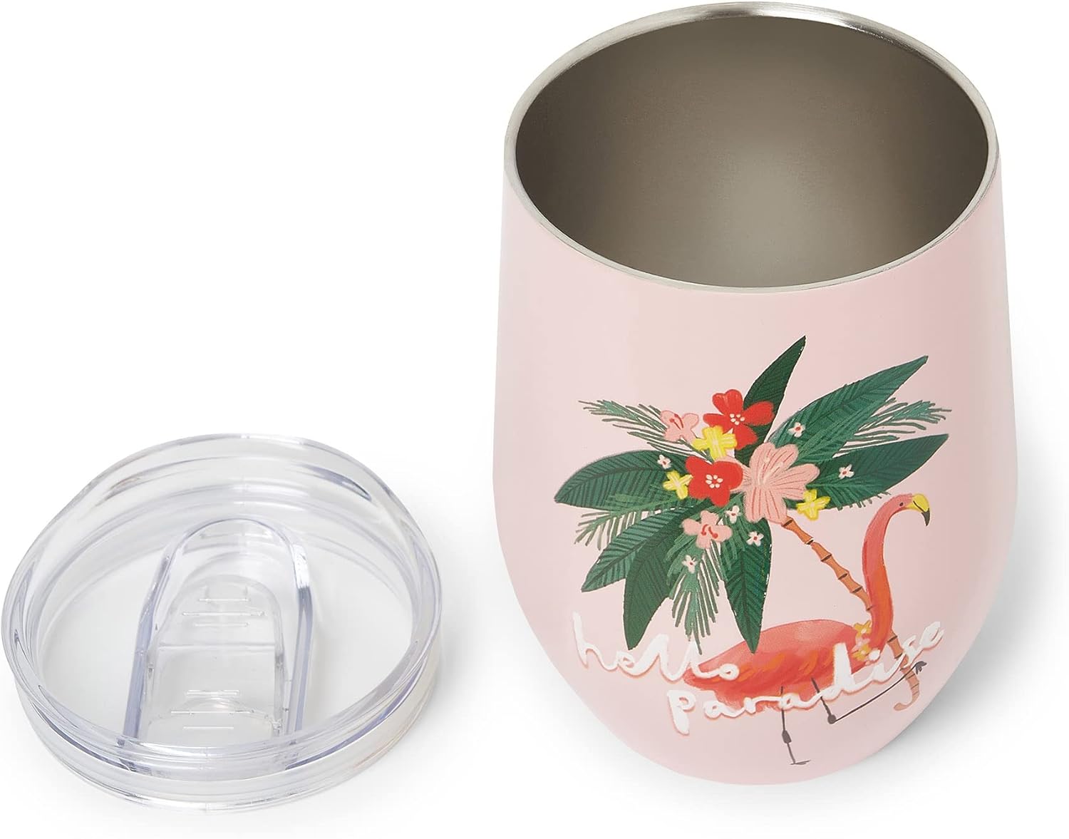 Legami - Thermal Glass 325 Ml, Hot&Cold, Ø 9 cm, Double Layer Stainless Steel and Plastic, Flamingo Theme, Reusable, Airtight Cap with Straw Hole, Lightweight, Resistant