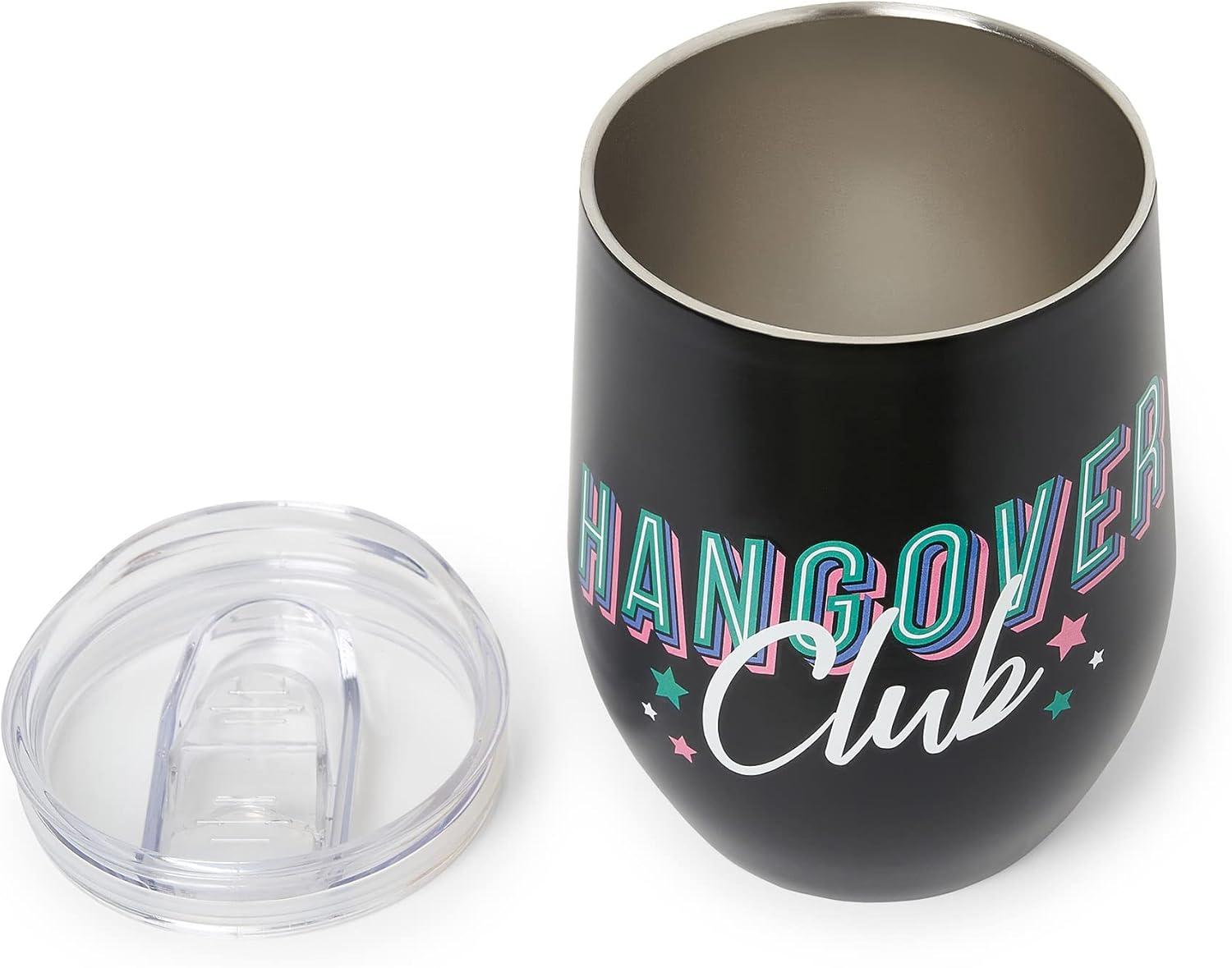 Legami - Thermal Glass 325 Ml, Hot&Cold, Ø 9 cm, Double Layer Stainless Steel and Plastic, Hangover Theme, Reusable, Airtight Cap with Straw Hole, Lightweight, Resistant