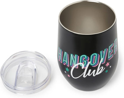 Legami - Thermal Glass 325 Ml, Hot&Cold, Ø 9 cm, Double Layer Stainless Steel and Plastic, Hangover Theme, Reusable, Airtight Cap with Straw Hole, Lightweight, Resistant