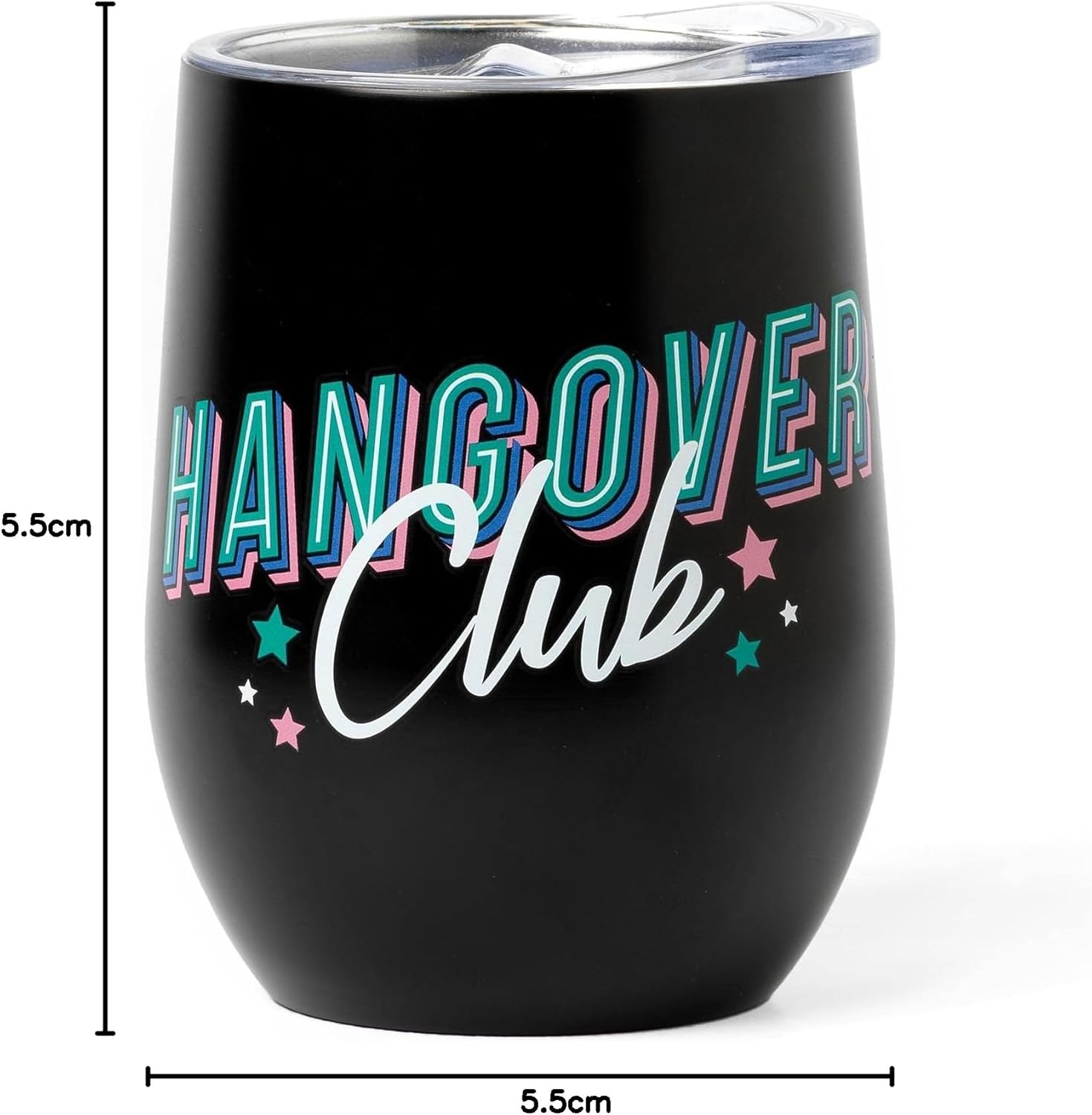 Legami - Thermal Glass 325 Ml, Hot&Cold, Ø 9 cm, Double Layer Stainless Steel and Plastic, Hangover Theme, Reusable, Airtight Cap with Straw Hole, Lightweight, Resistant