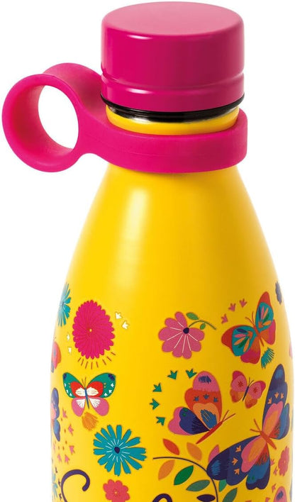 Legami - Hot&Cold 800 ml Thermal Bottle, Diameter 8 cm, Lightweight and Durable, Airtight Closure, Removable Silicone Handle, Butterfly Theme, Soul Full of Sunshine, BPA and Phthalate Free