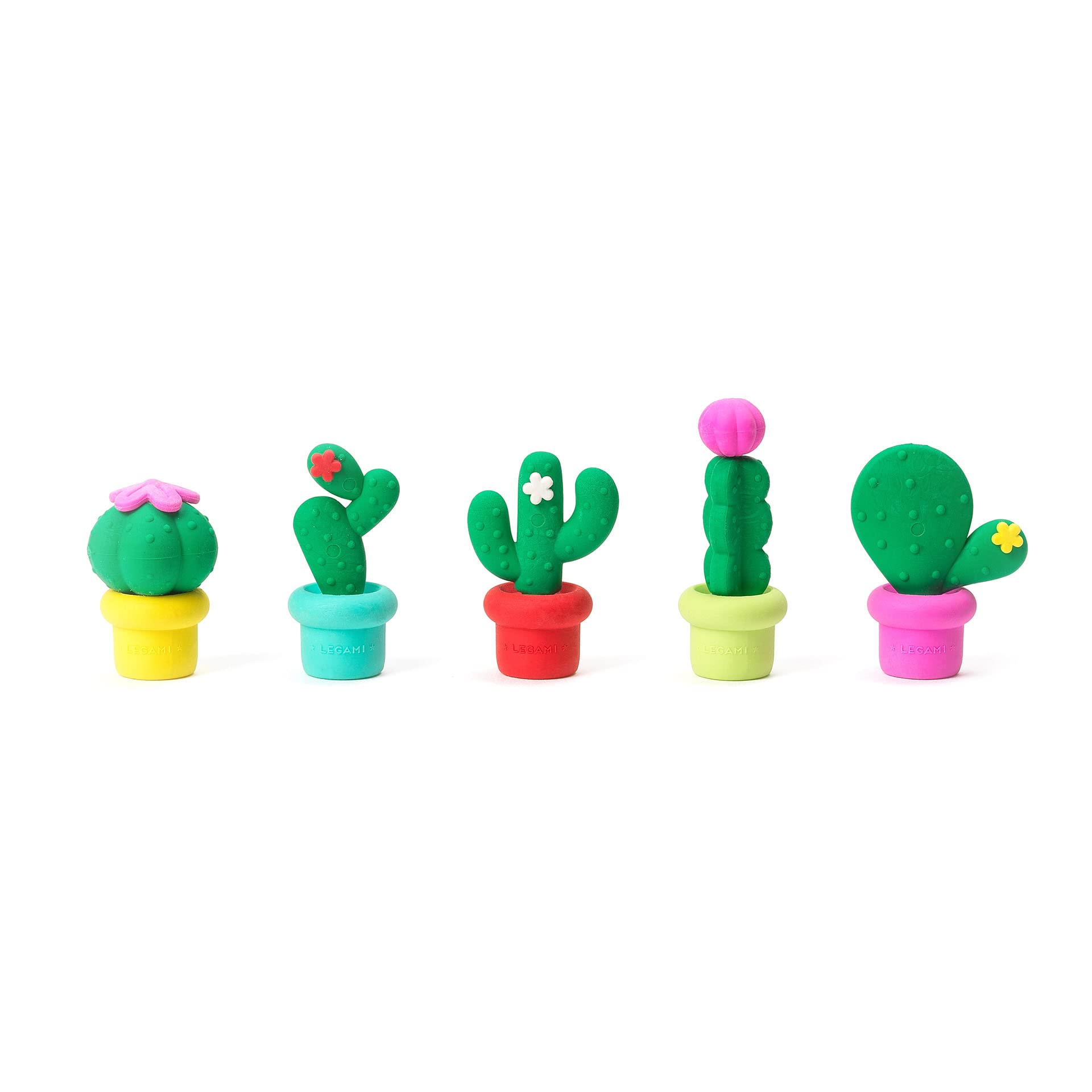 Legami - Set of 5 Scented Erasers, Strawberry Aroma, 3x5 cm, Succulent-Shaped Erasers, Resistant, CE0002