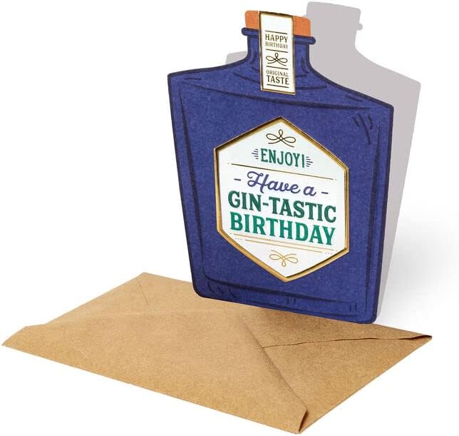 fcp Varzi Stationery Selection Birthday Greeting Card - Geneva Bottle Shape Having a Gin-Tastic Birthday