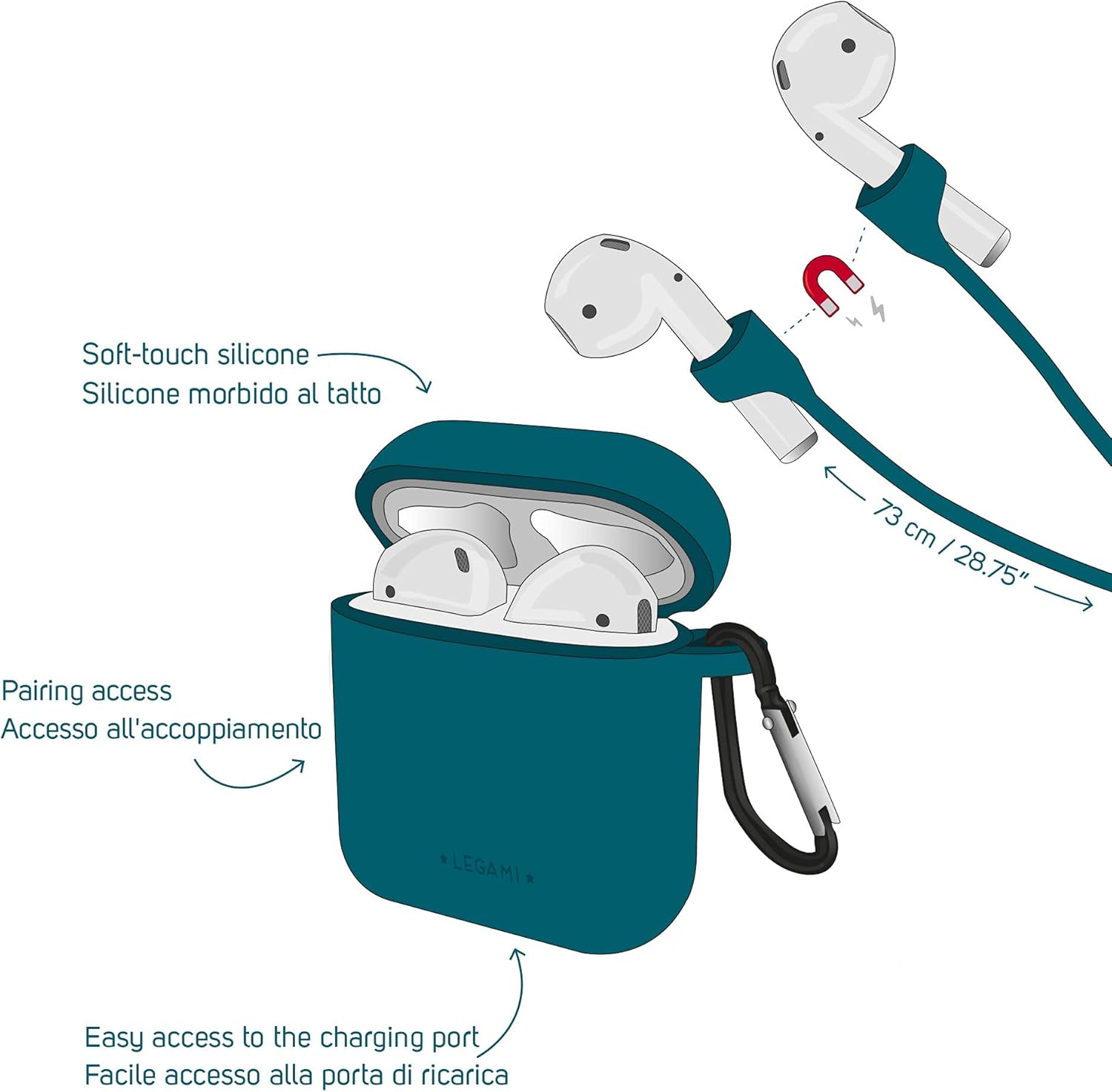 Legami Kit Airpod 1-2 Case  - Petrol Blue