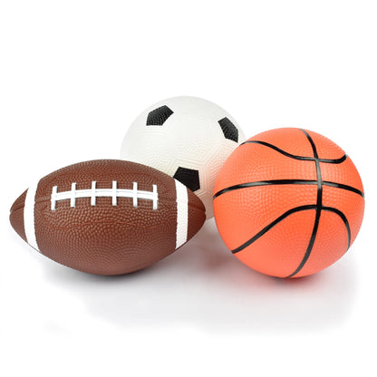 Legami - Set of 3 Mini Balls, Mini Ball Set, 12 x 3.8 cm, Soccer Ball, American Football and a Basketball Ball, all in Miniature, Plastic