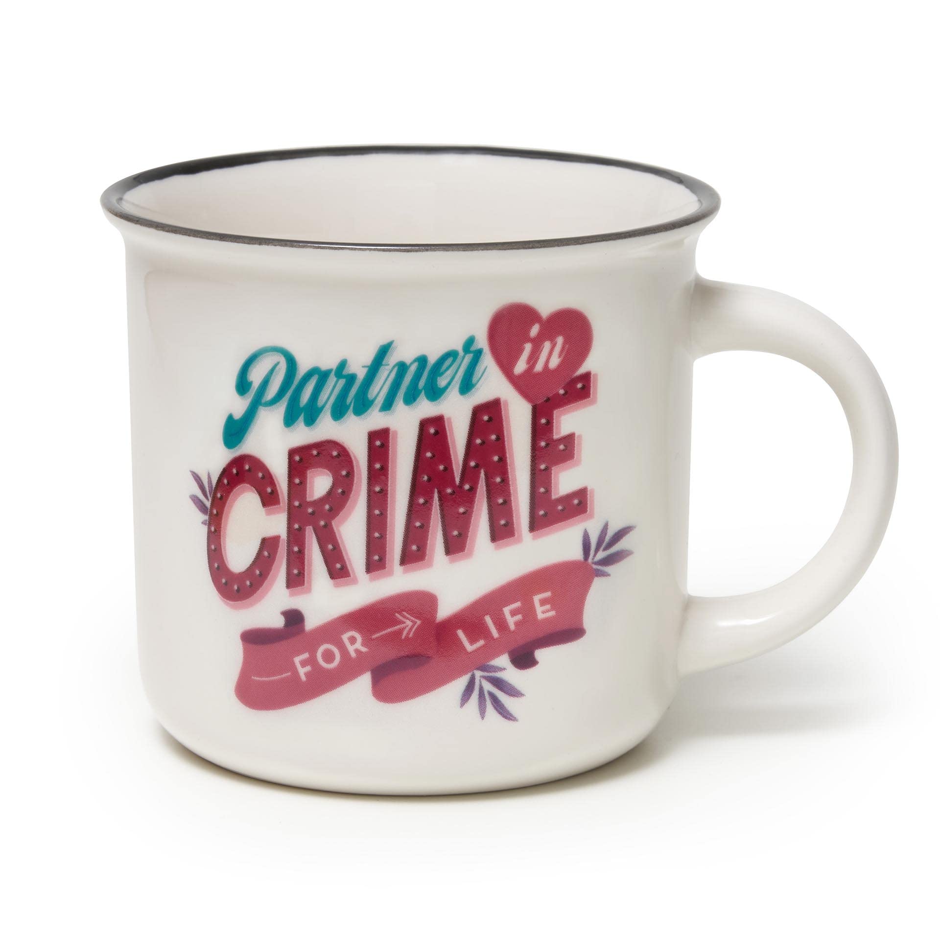 Legami - Puccino Cup, New Bone China Mug, Partner in Crime, Take a Break Collection, Dishwasher Safe, Microwave Safe