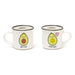 Legami - Espresso for Two, 2 New Bone China Porcelain Coffee Cups, Capacity 50 ml, Avocado Theme, Dishwasher Safe, Microwave Safe