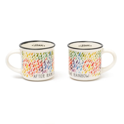 Legami - Espresso for Two, 2 New Bone China Porcelain Coffee Cups, Capacity 50 ml, After Rain, Dishwasher Safe, Microwave Safe
