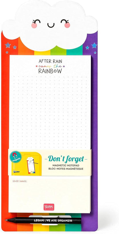 LEGAMI - Don't Forget magnetic notepad, 11 x 26 cm, FSC® certified paper, 80 g/m² paper, hard card holder, magnetic base, rainbow theme, 60 sheets removable