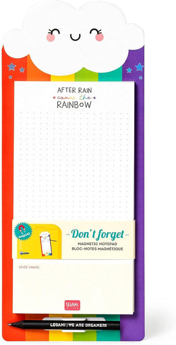 LEGAMI - Don't Forget magnetic notepad, 11 x 26 cm, FSC® certified paper, 80 g/m² paper, hard card holder, magnetic base, rainbow theme, 60 sheets removable