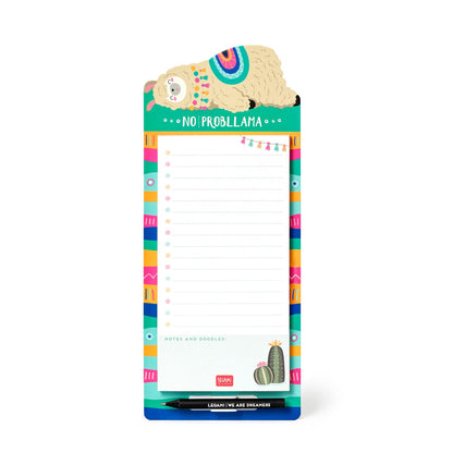 Legami - Magnetic Notepad, Don't Forget, 11x26 cm, FSC® Certified Paper, 80 g/m² Paper, Hard Card Holder, Magnetic Base, Llama Theme, 60 Detachable Sheets
