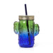 Legami - Glass Cup with Stopper and Straw, Cheers, 11x14.5 cm, Cactus Theme, Mug with Handle in The Shape of a Fat Plant, Stainless Steel Lid, Screw Cap, Reusable Straw