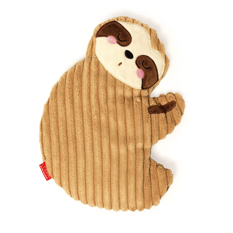 Legami - Warm Cuddles Thermal Cushion Made of Linen, Dried Lavender Flowers, Polyester and Cotton, Give You Relax, Sloth Motif, 29 x 26.5 cm