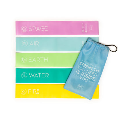 Legami - Set of 5 Fitness Elastics, 5 Resistance Levels, Manual with Exercise Instructions and Case included, 30x5 cm