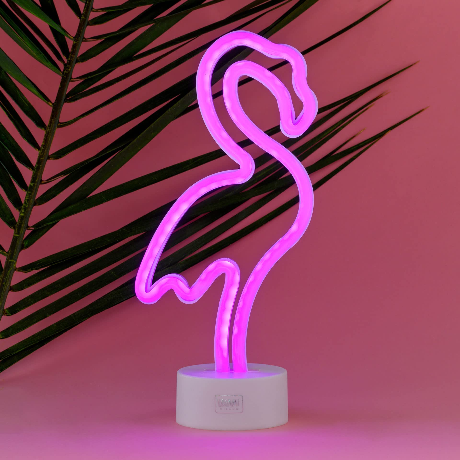 Legami - Neon Effect Led Lamp, It's a Sign, H 32.5 cm, Flamingo Theme, Dual Power, USB Cable (Included) or Batteries (not included), Table Lamp, Multicolor Light