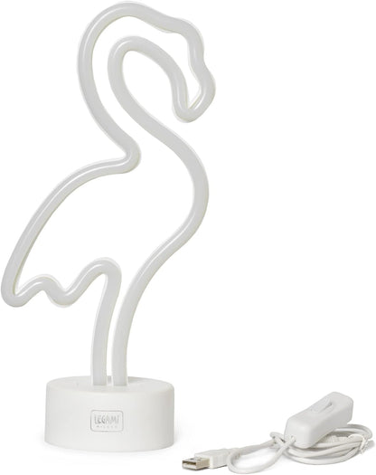 Legami - Neon Effect Led Lamp, It's a Sign, H 32.5 cm, Flamingo Theme, Dual Power, USB Cable (Included) or Batteries (not included), Table Lamp, Multicolor Light