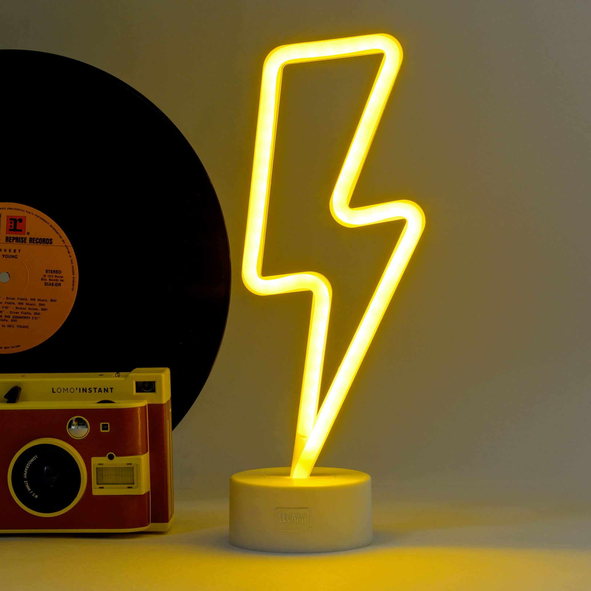 Legami - Neon Effect Led Lamp, It's a Sign, H 31cm, Flash Theme, Dual Power, USB Cable (Included) or Batteries (not Included), Table Lamp, Multicolor Light
