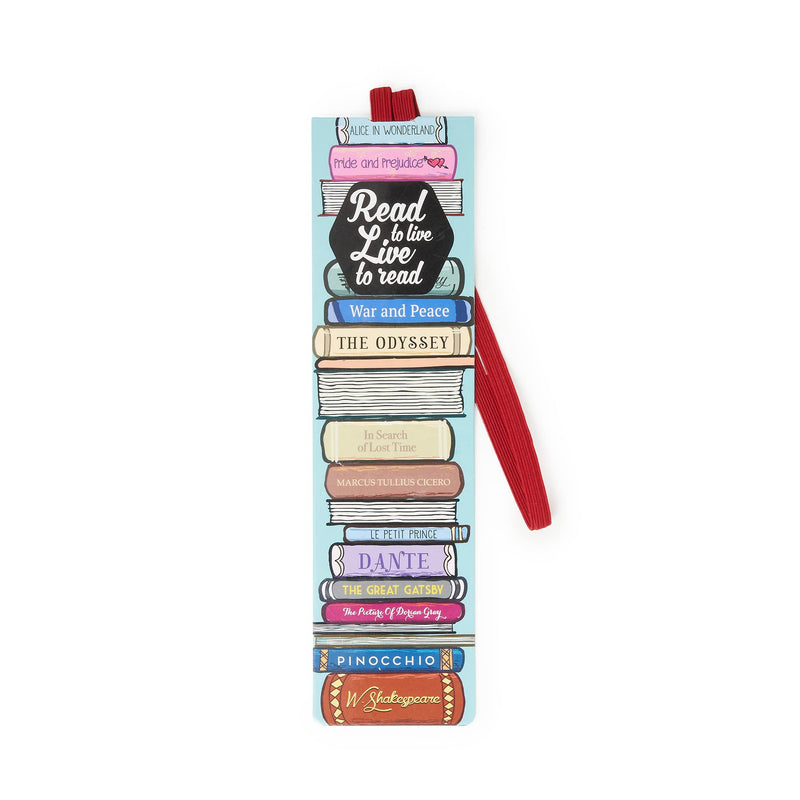 LEGAMI Plastic BOOKMARK with Elastic Band, 18.5 x 4.5 cm, 10.0 grams, READ TO LIVE