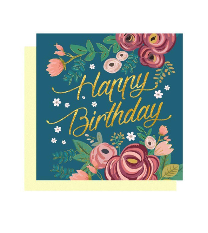 Greeting Card with Flowers, 7 x 7 cm