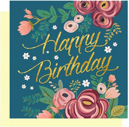Greeting Card with Flowers, 7 x 7 cm