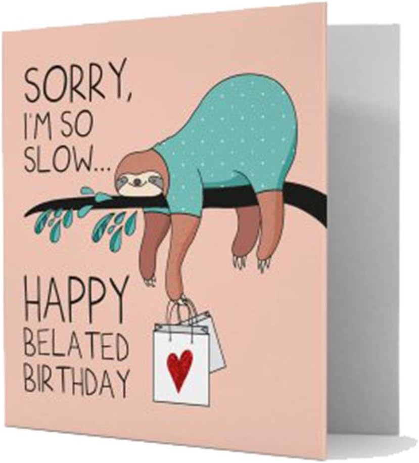Happy Belated Birthday Card 7 x 7 cm