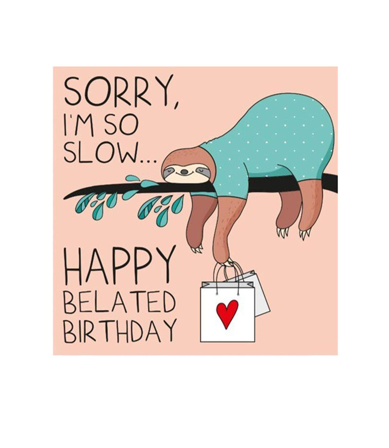 Happy Belated Birthday Card 7 x 7 cm