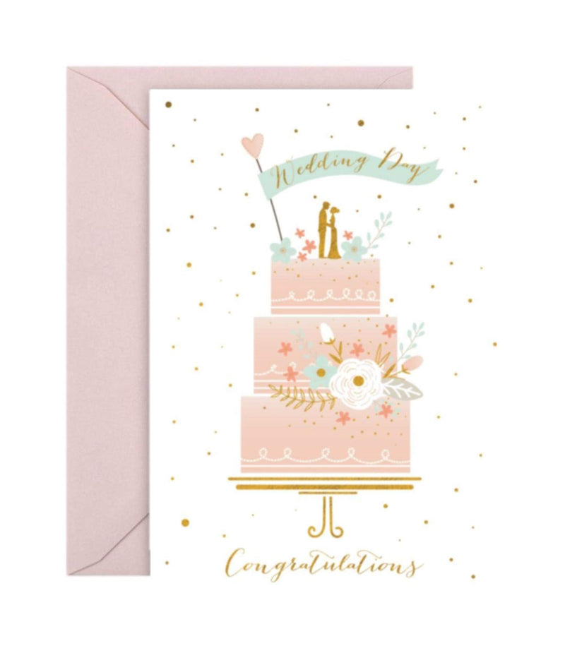 Wedding Congratulations Card with Cake, 11.5 x 17 cm