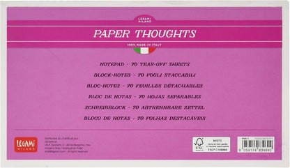 Legami - Block Notes, Paper Thoughts, 19 x 11 cm, 70 Detachable Sheets, 80 g/m² Paper for Clipboard, Memo, Lists and To Do, FSC® Certified Paper (FSC-C154586), Llama Theme