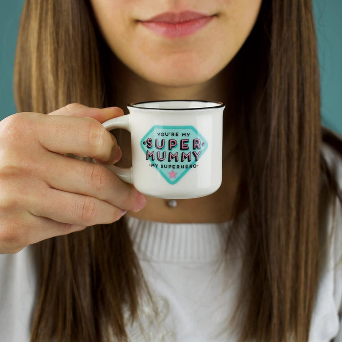 Legami - Espresso for Two, 2 New Bone China Porcelain Coffee Cups, Capacity 50 ml, Mum and Dad, Dishwasher Safe, Microwave Safe