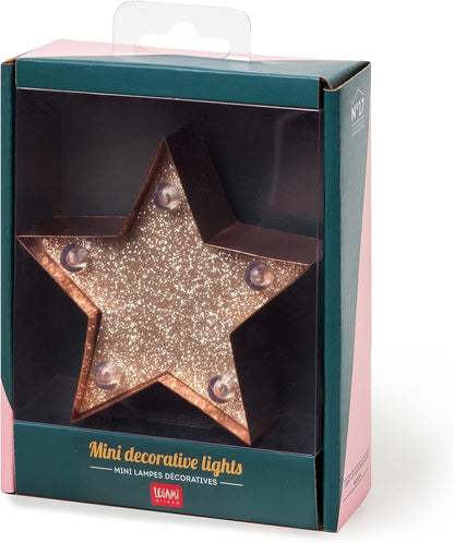 Legami - Mini Decorative Light, 10 x 9.5 cm, Stars Theme, Back Hook for Hanging, On/Off Button, 3 LR44 Batteries Included, Indoor Use Only