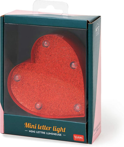 Legami - Mini Decorative Light, 10 x 3.4 x 10 cm, Metal, Wood, Plastic, Heart Theme, 2 Slots on the Back for Hanging Light on the Wall, Warm White