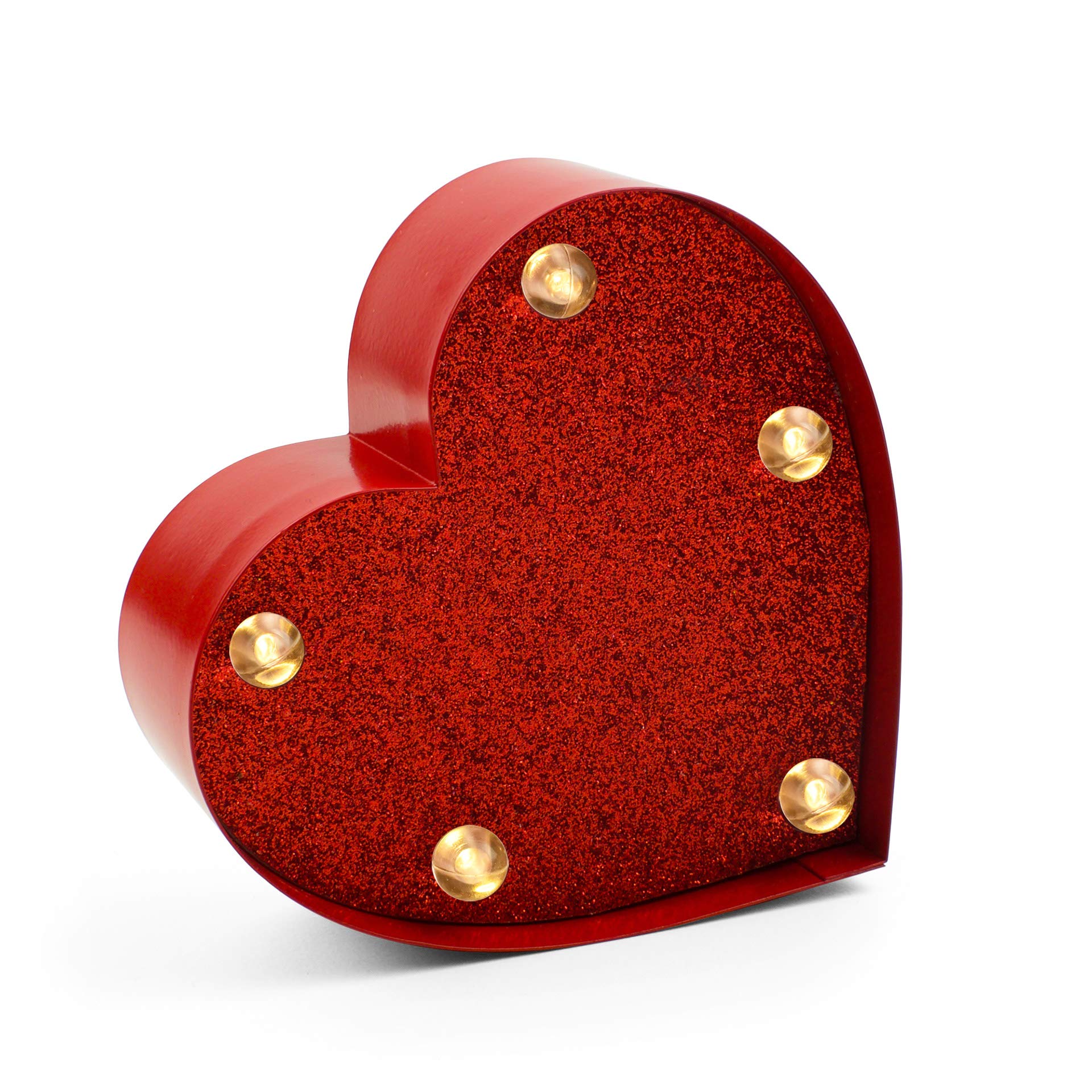 Legami - Mini Decorative Light, 10 x 3.4 x 10 cm, Metal, Wood, Plastic, Heart Theme, 2 Slots on the Back for Hanging Light on the Wall, Warm White