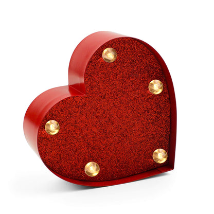 Legami - Mini Decorative Light, 10 x 3.4 x 10 cm, Metal, Wood, Plastic, Heart Theme, 2 Slots on the Back for Hanging Light on the Wall, Warm White