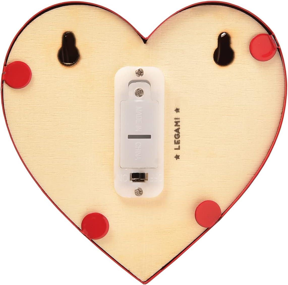 Legami - Mini Decorative Light, 10 x 3.4 x 10 cm, Metal, Wood, Plastic, Heart Theme, 2 Slots on the Back for Hanging Light on the Wall, Warm White
