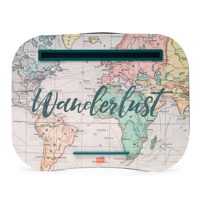 Legami - Soporte para Ordenador portátil, 44 x 33,5 cm, Ranura para Tableta, Tema Viaje, cojín Suave con Relleno, asa Lateral