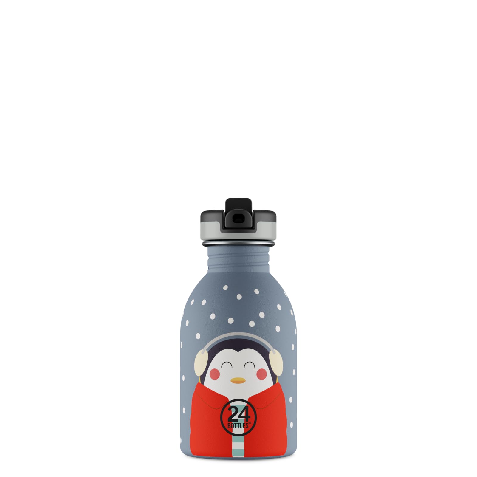 24BOTTLES KIDS - Borraccia Bambini con Cannuccia Scuola Elementare e Asilo 250 ml, Borraccia Bambina Bambino 100% Ermetica in Acciaio Inox BPA Free Ultraleggera , Happy Penguin 250ml