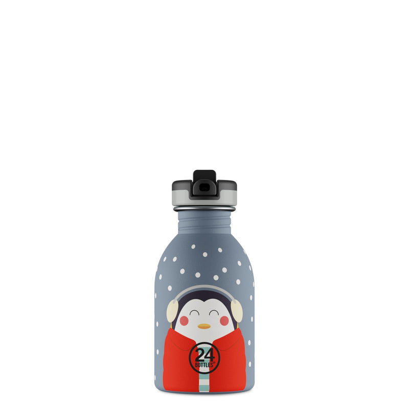 24BOTTLES KIDS - Borraccia Bambini con Cannuccia Scuola Elementare e Asilo 250 ml, Borraccia Bambina Bambino 100% Ermetica in Acciaio Inox BPA Free Ultraleggera , Happy Penguin 250ml