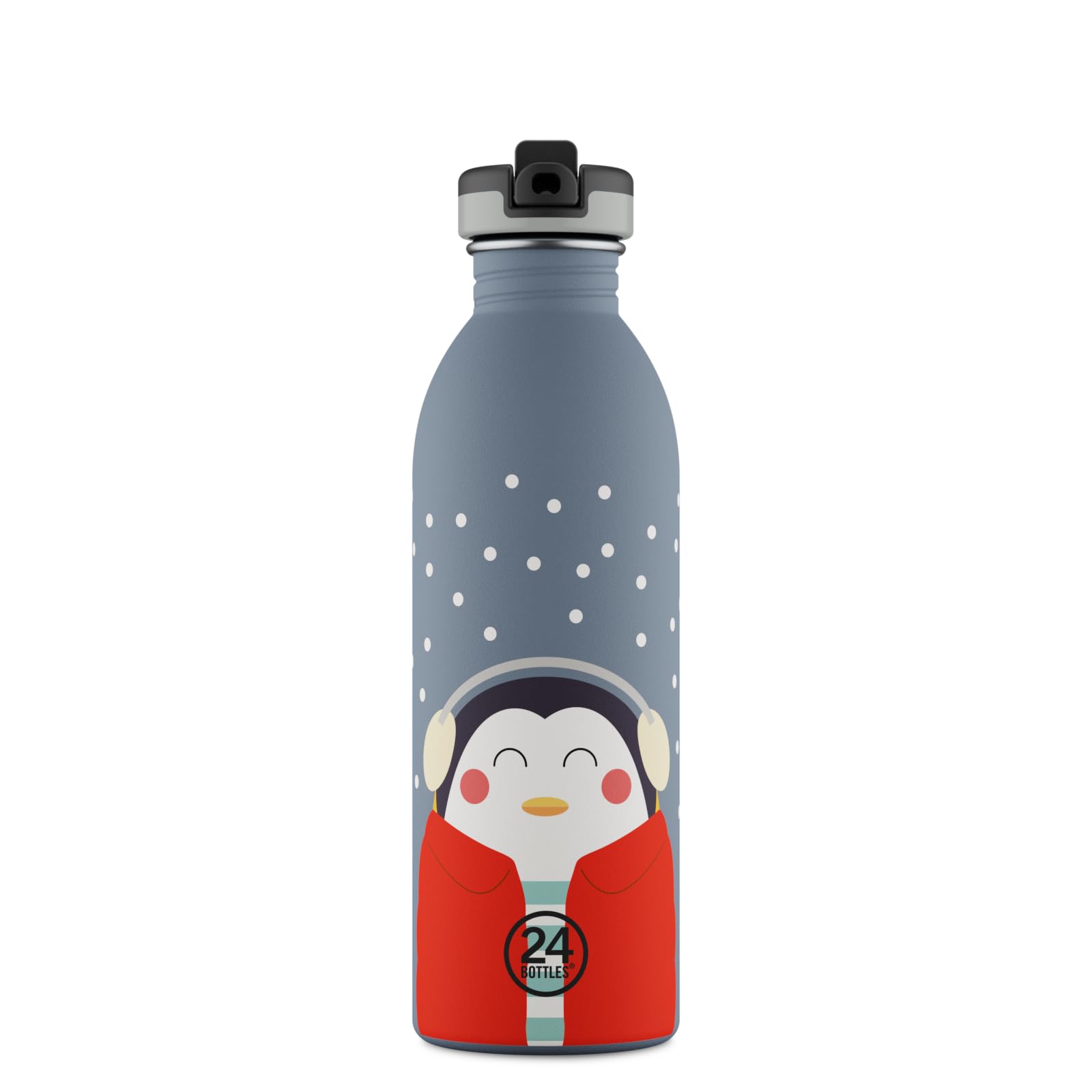 24BOTTLES Kids - Borraccia Bambini con Cannuccia Scuola Elementare e Asilo 500ml, Borraccia Bambina Bambino 100% Ermetica in Acciaio Inox BPA Free Ultraleggera  (Happy Penguin, 500 ml)